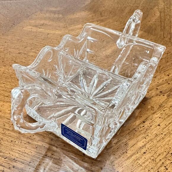 Shannon by Godinger 24% Lead Crystal Scroll Sweet and Low Holder-NEW in Box! - Picture 2 of 5